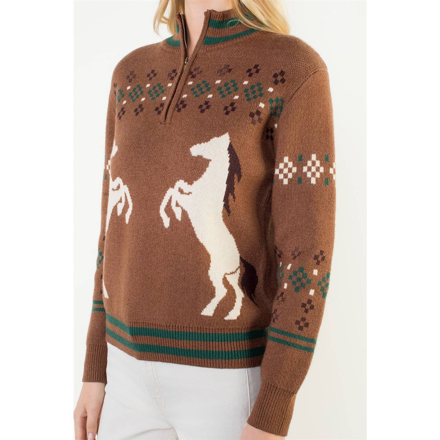 THML Horse Knit Half Up Zipper Sweater – Ride EquiSafe