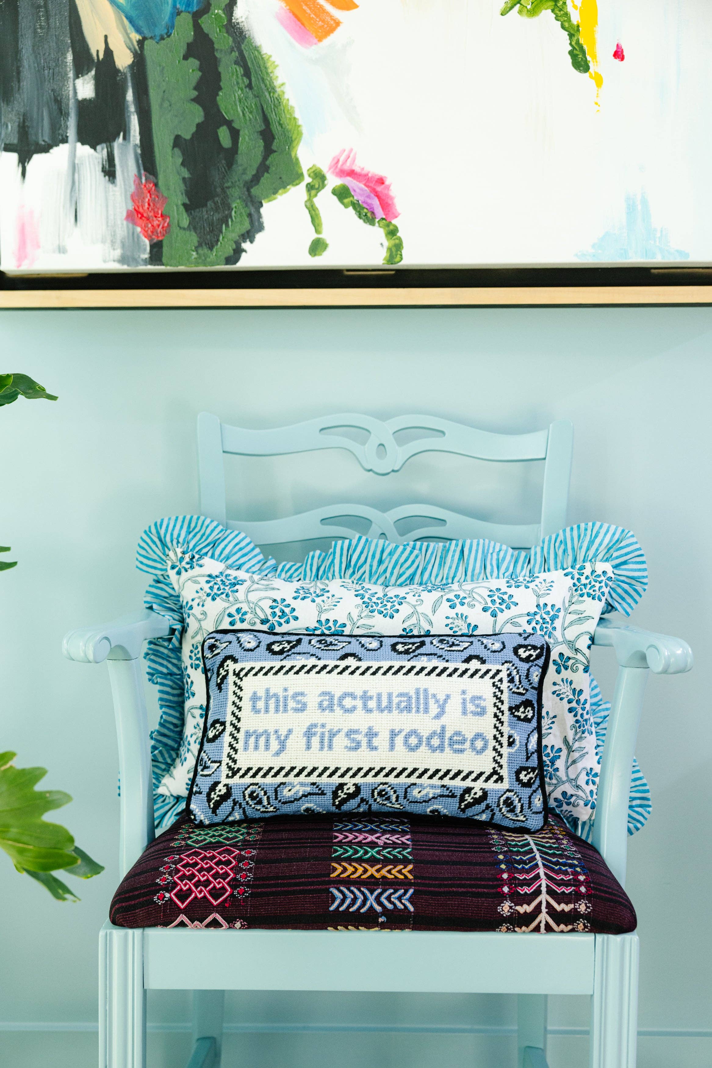 First Rodeo Needlepoint Pillow – Ride EquiSafe