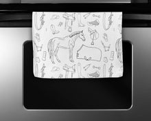 Load image into Gallery viewer, Horse Pony Equestrian Tack Kitchen Towel Waffle Gifts Farm
