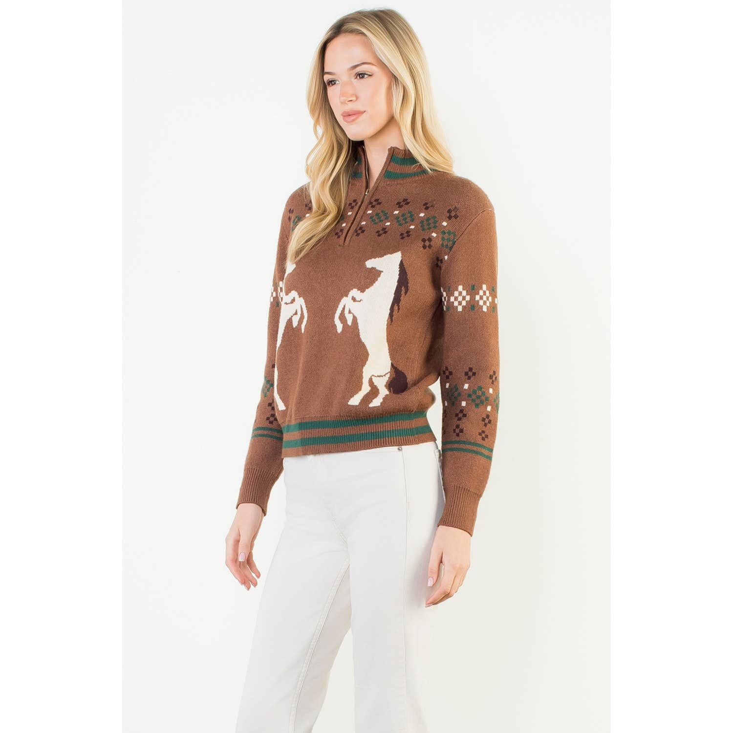 THML Horse Knit Half Up Zipper Sweater – Ride EquiSafe