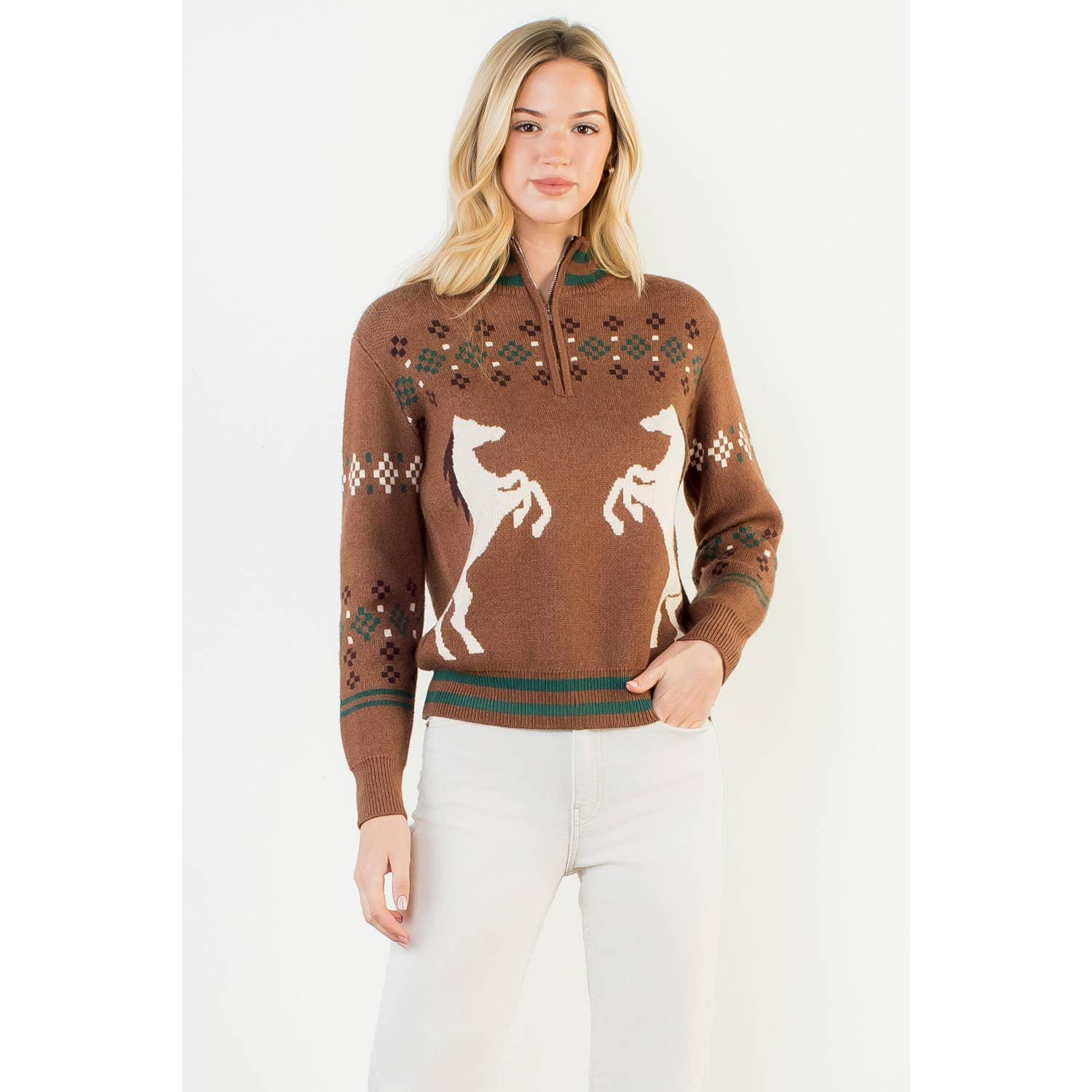 THML Horse Knit Half Up Zipper Sweater – Ride EquiSafe