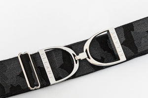 Ellany Black Camo - 2" Silver Stirrup Elastic Belt