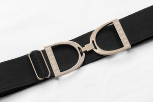 Ellany Black - 1.5" Gold Stirrup Elastic Belt