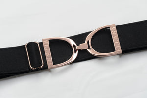 Ellany Black - 1.5" Rose Gold Stirrup Elastic Belt