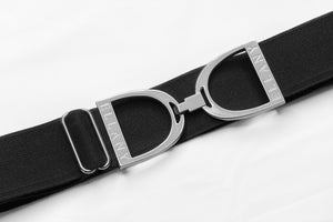 Ellany Black - 1.5" Silver Stirrup Elastic Belt