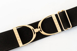 Ellany Black - 2" Gold Stirrup Elastic Belt