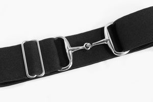 Ellany Black - 2" Silver Snaffle Elastic Belt